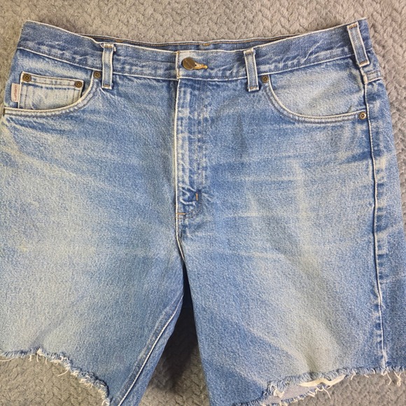 Carhartt B17 Denim Shorts Men's 38 Relaxed Fit Cutoff Blue Jean Workwear - Picture 2 of 9